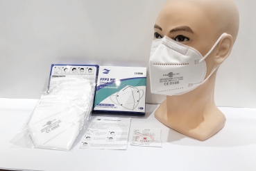 Maske FFP2 NR ohne Ventil, 4-lagig, einzeln verpackt und zertifiziert - 6er Pack